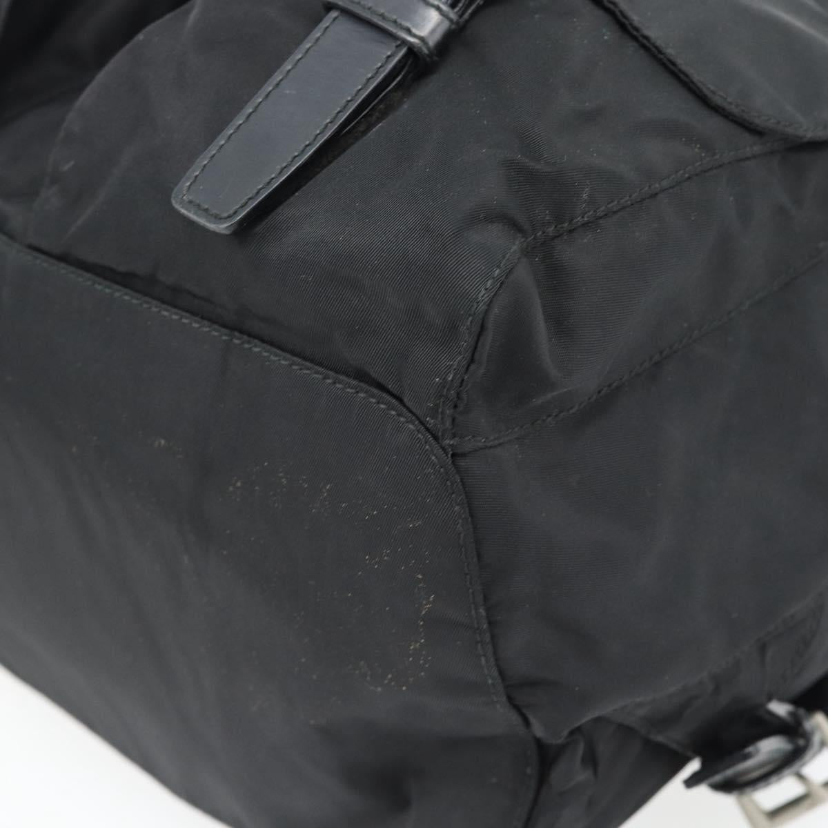 PRADA Backpack Nylon Black Silver Auth 182355
