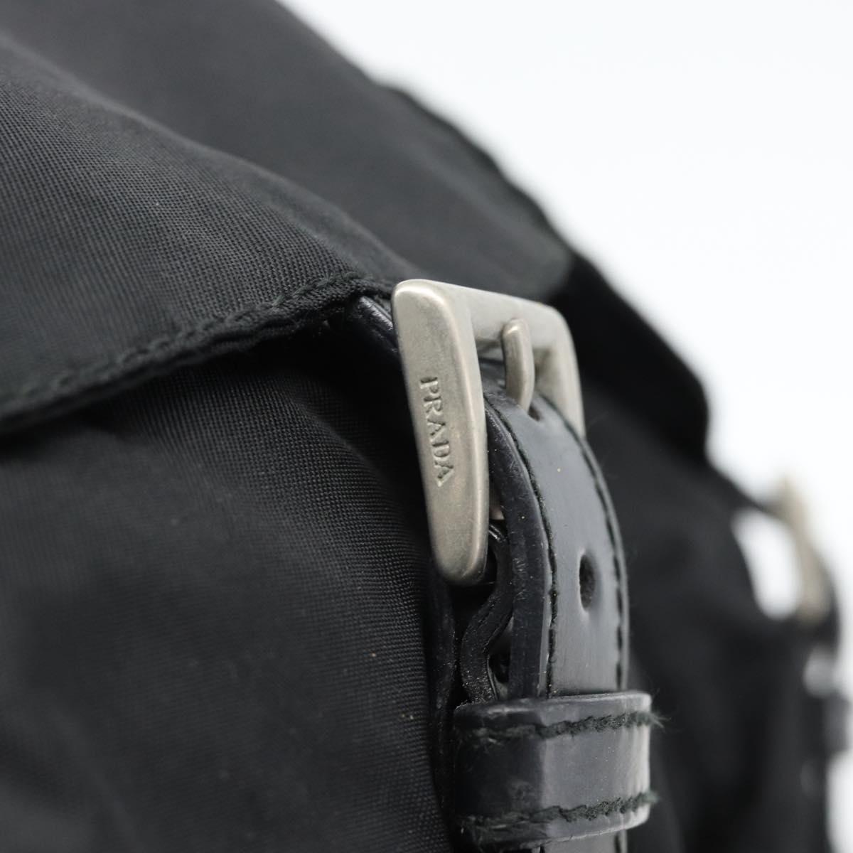 PRADA Backpack Nylon Black Silver Auth 182355