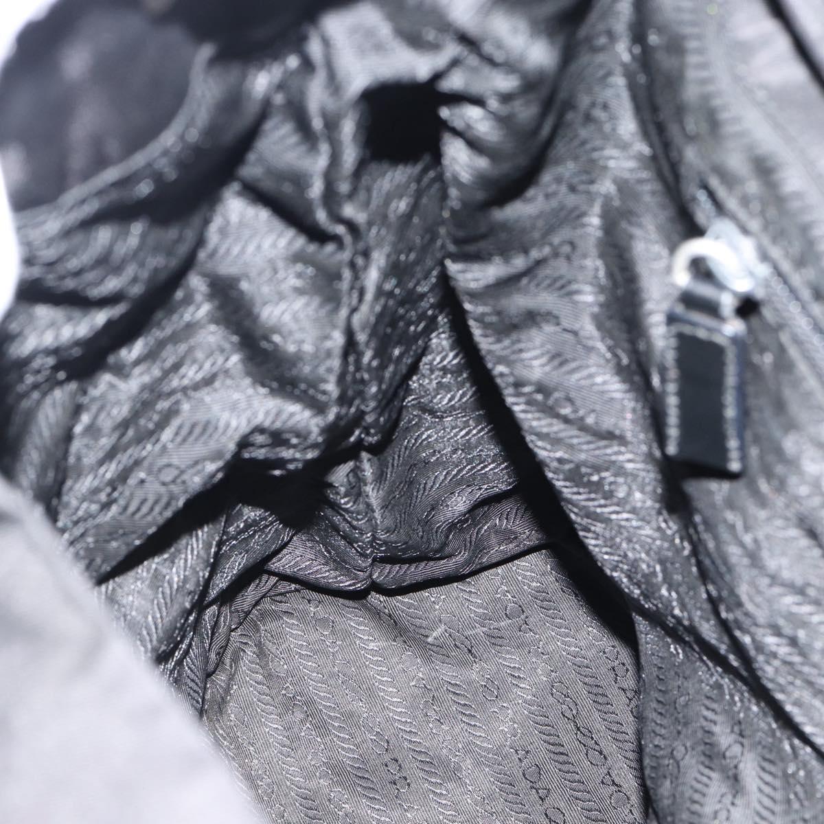 PRADA Backpack Nylon Black Silver Auth 182355