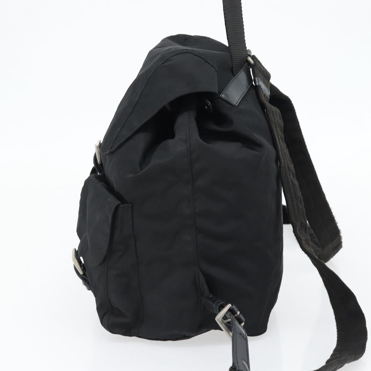 PRADA Backpack Nylon Black Silver Auth 182355