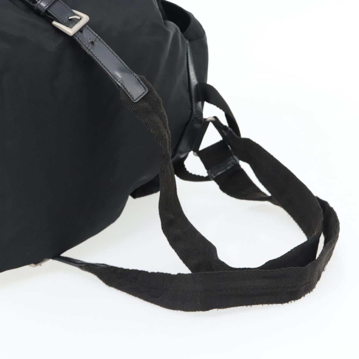 PRADA Backpack Nylon Black Silver Auth 182355