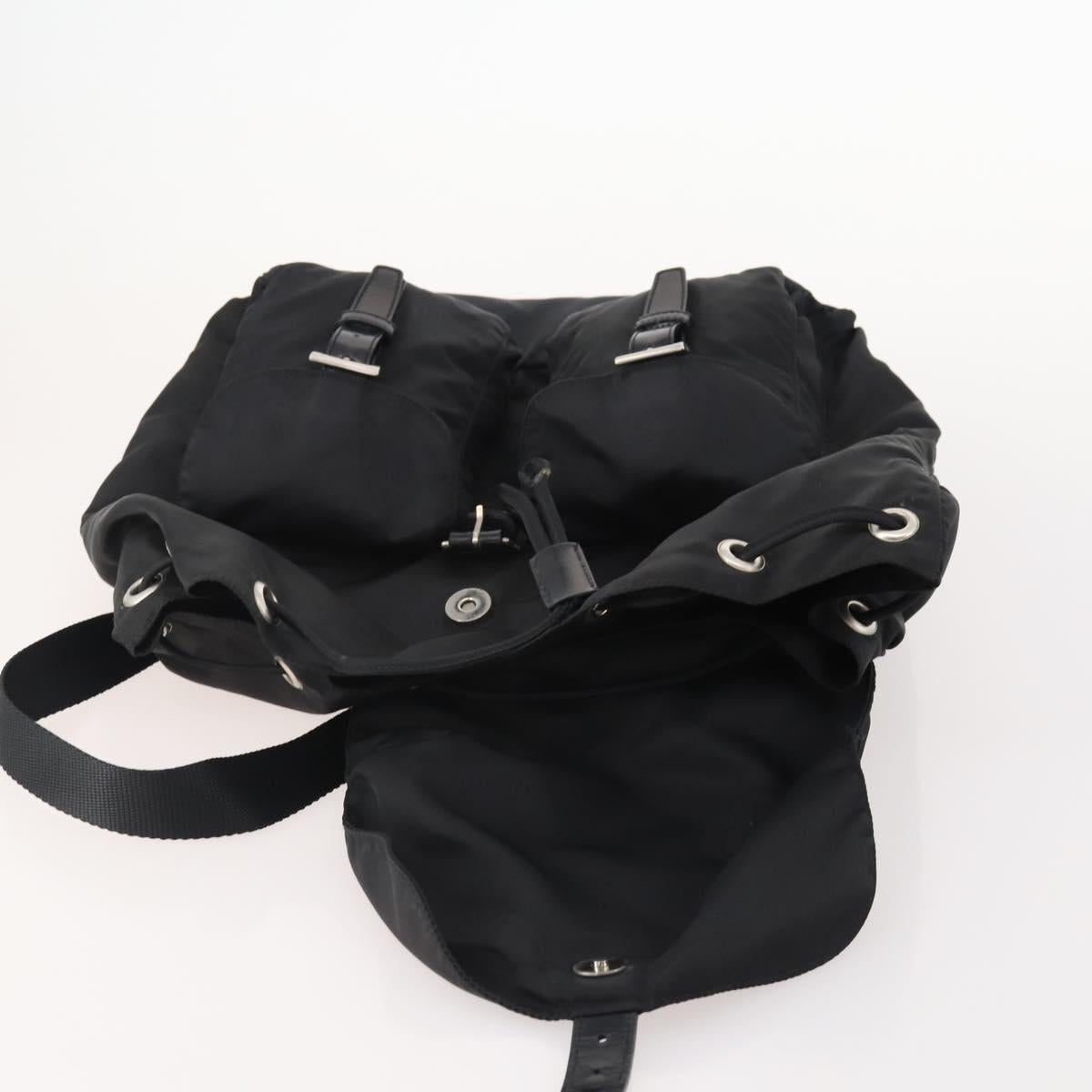 PRADA Backpack Nylon Black Silver Auth 182356