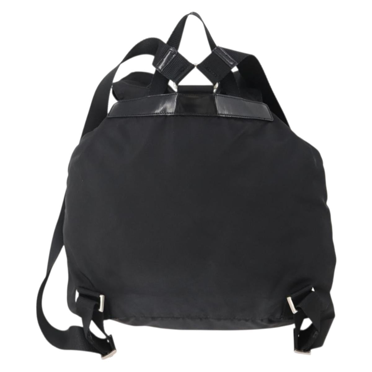 PRADA Backpack Nylon Black Silver Auth 182356