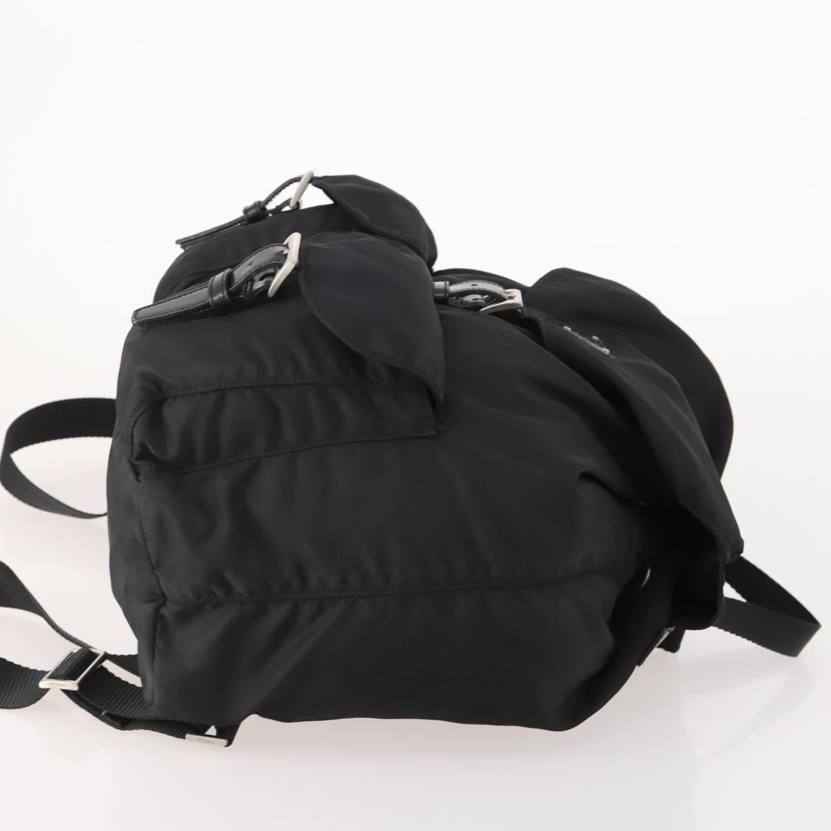 PRADA Backpack Nylon Black Silver Auth 182356