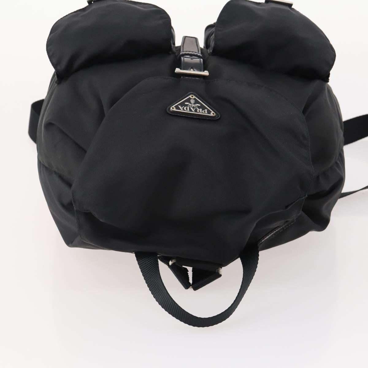 PRADA Backpack Nylon Black Silver Auth 182356