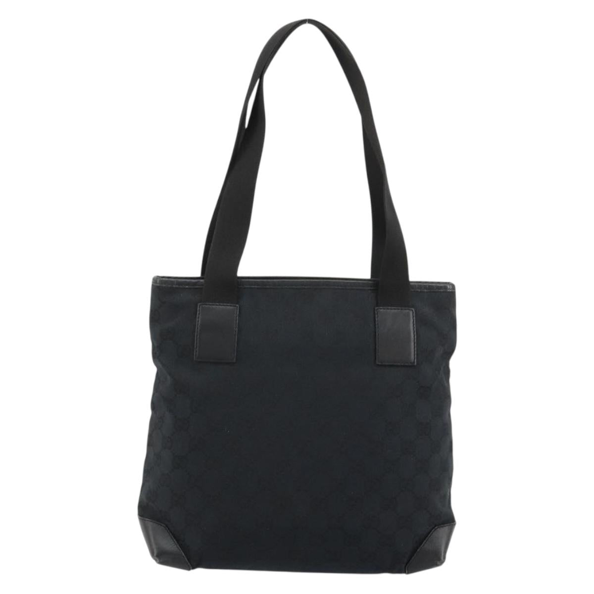GUCCI GG Canvas Tote Bag Black Silver 019 0402 Auth 182358