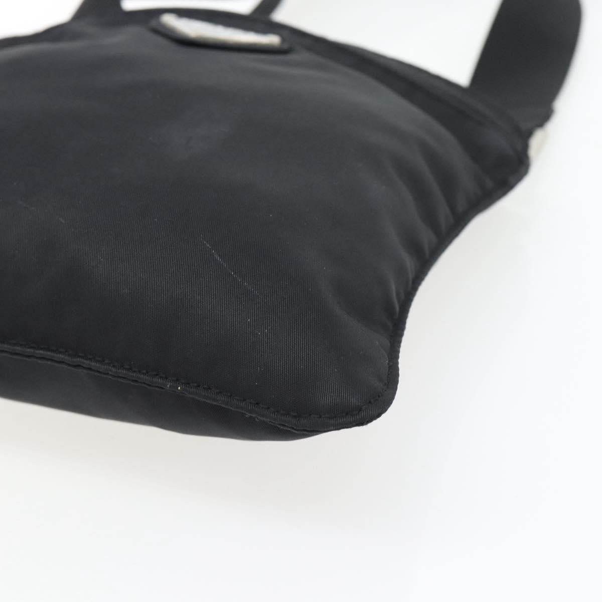 PRADA Shoulder Bag Nylon Black Silver Auth 182359A