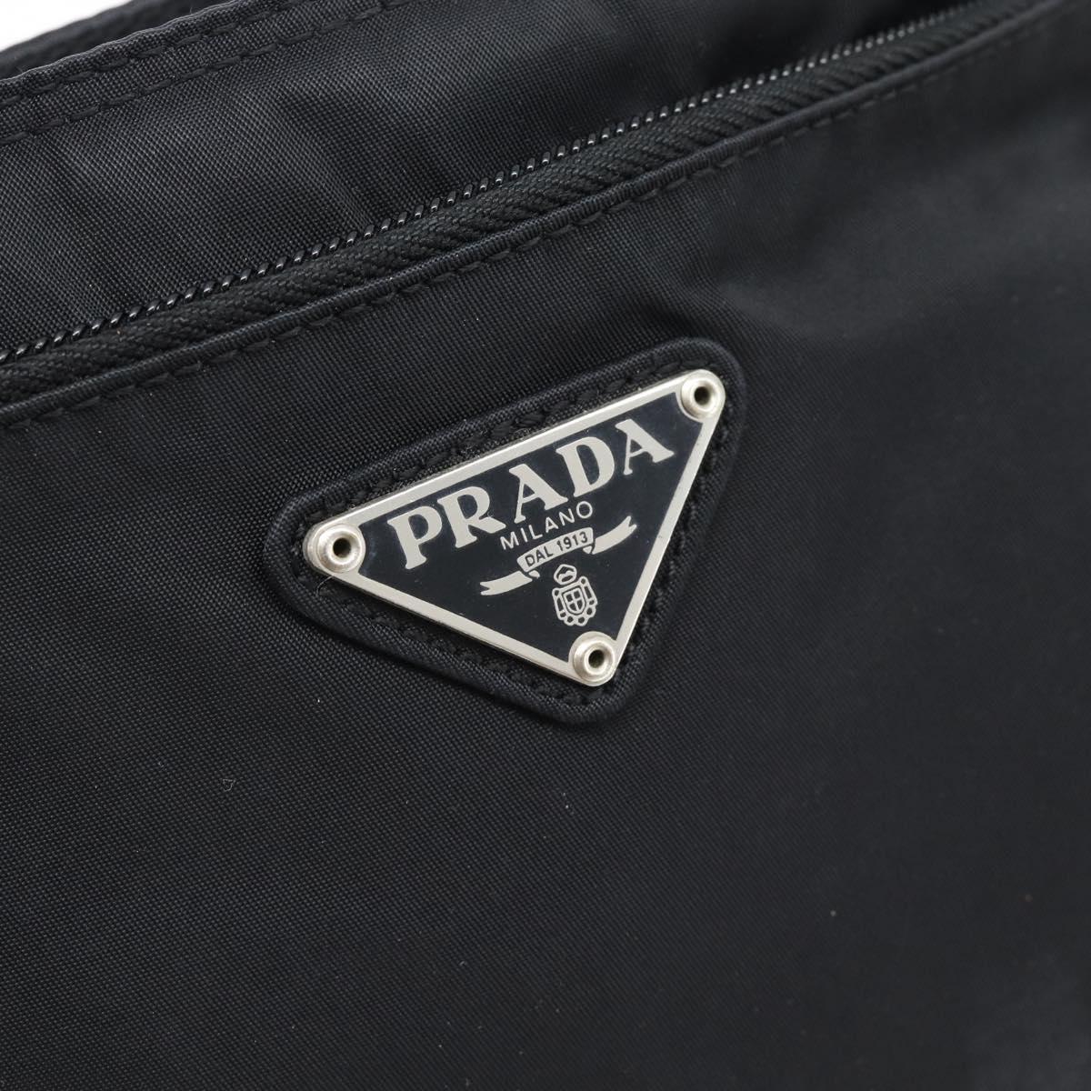 PRADA Shoulder Bag Nylon Black Silver Auth 182359A