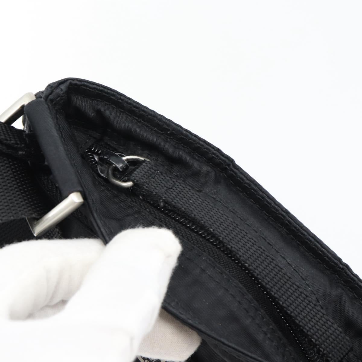 PRADA Shoulder Bag Nylon Black Silver Auth 182359A