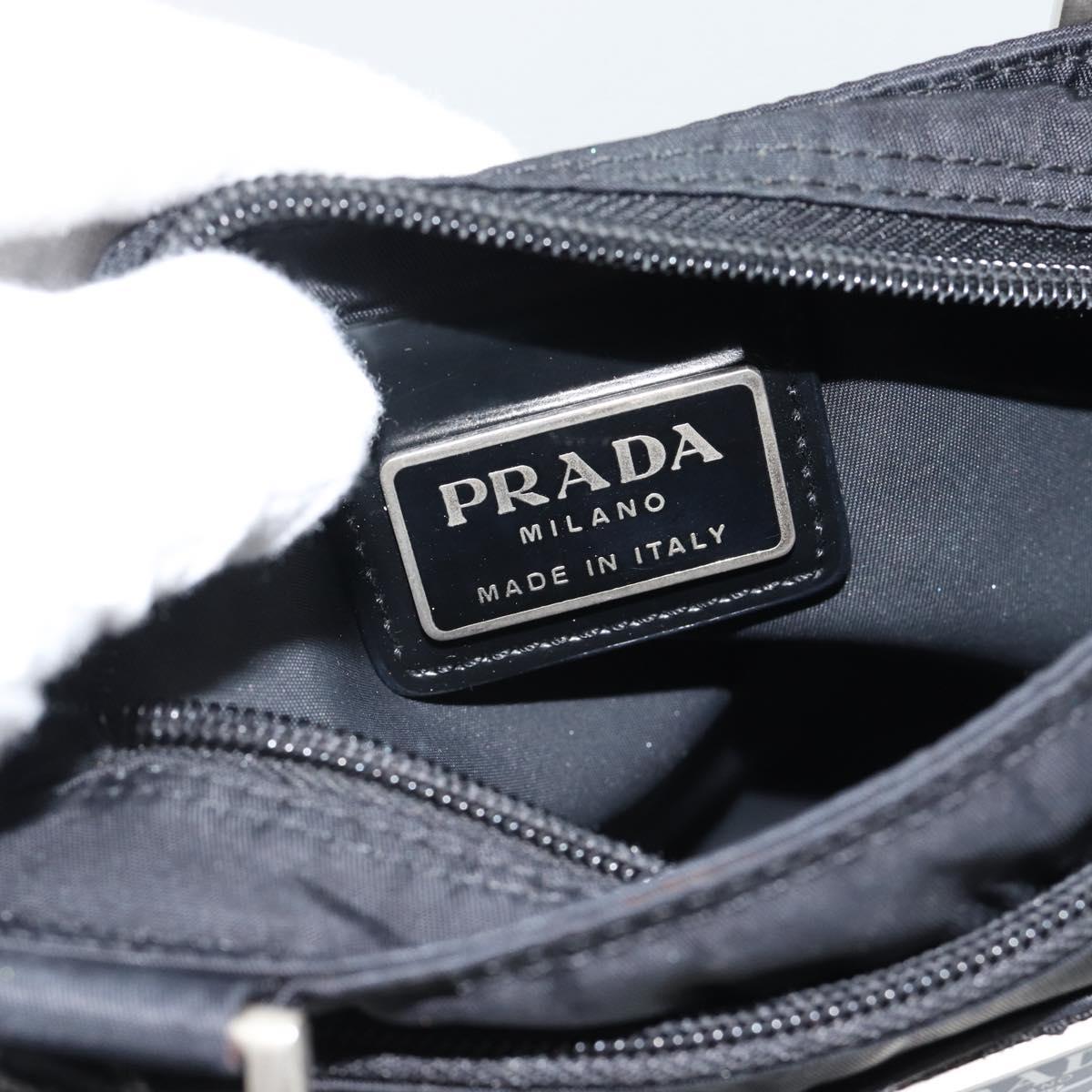 PRADA Shoulder Bag Nylon Black Silver Auth 182359A