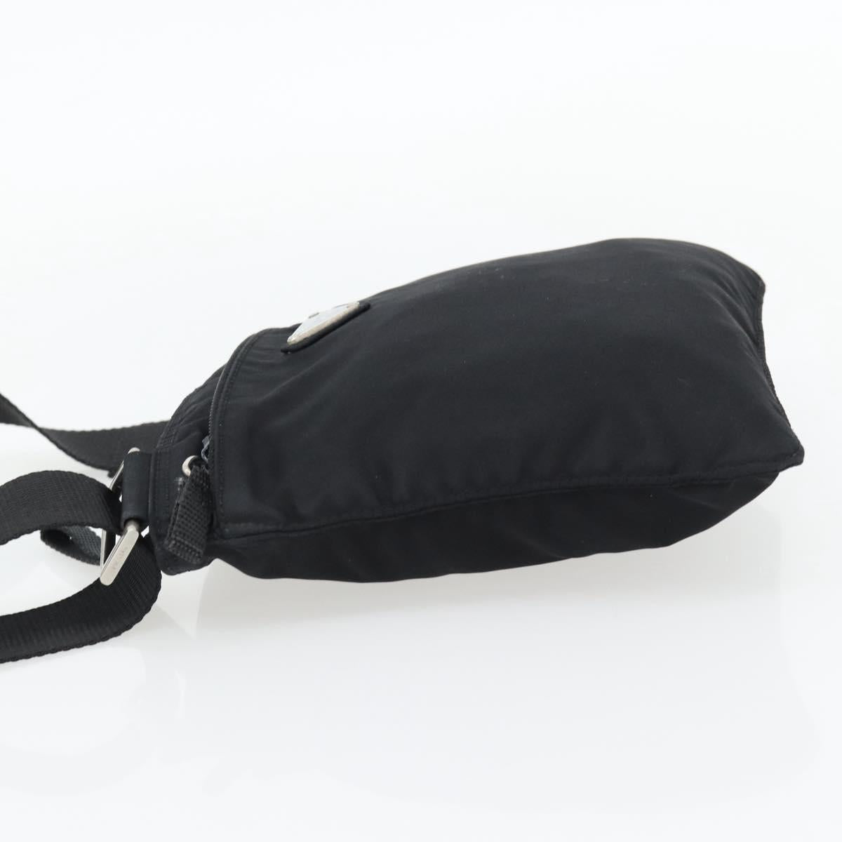 PRADA Shoulder Bag Nylon Black Silver Auth 182359A