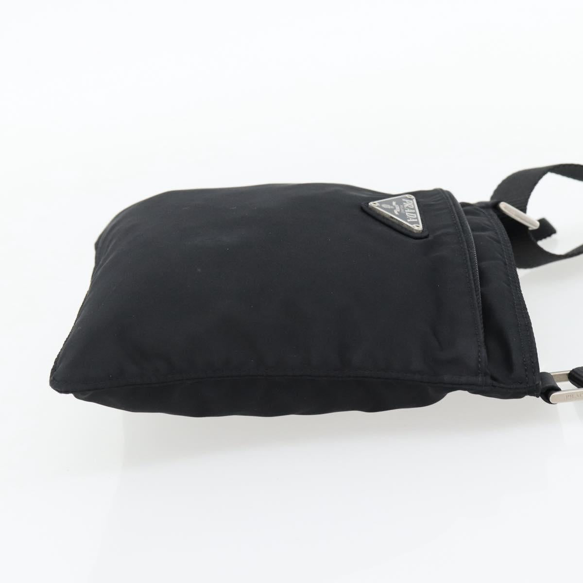 PRADA Shoulder Bag Nylon Black Silver Auth 182359A
