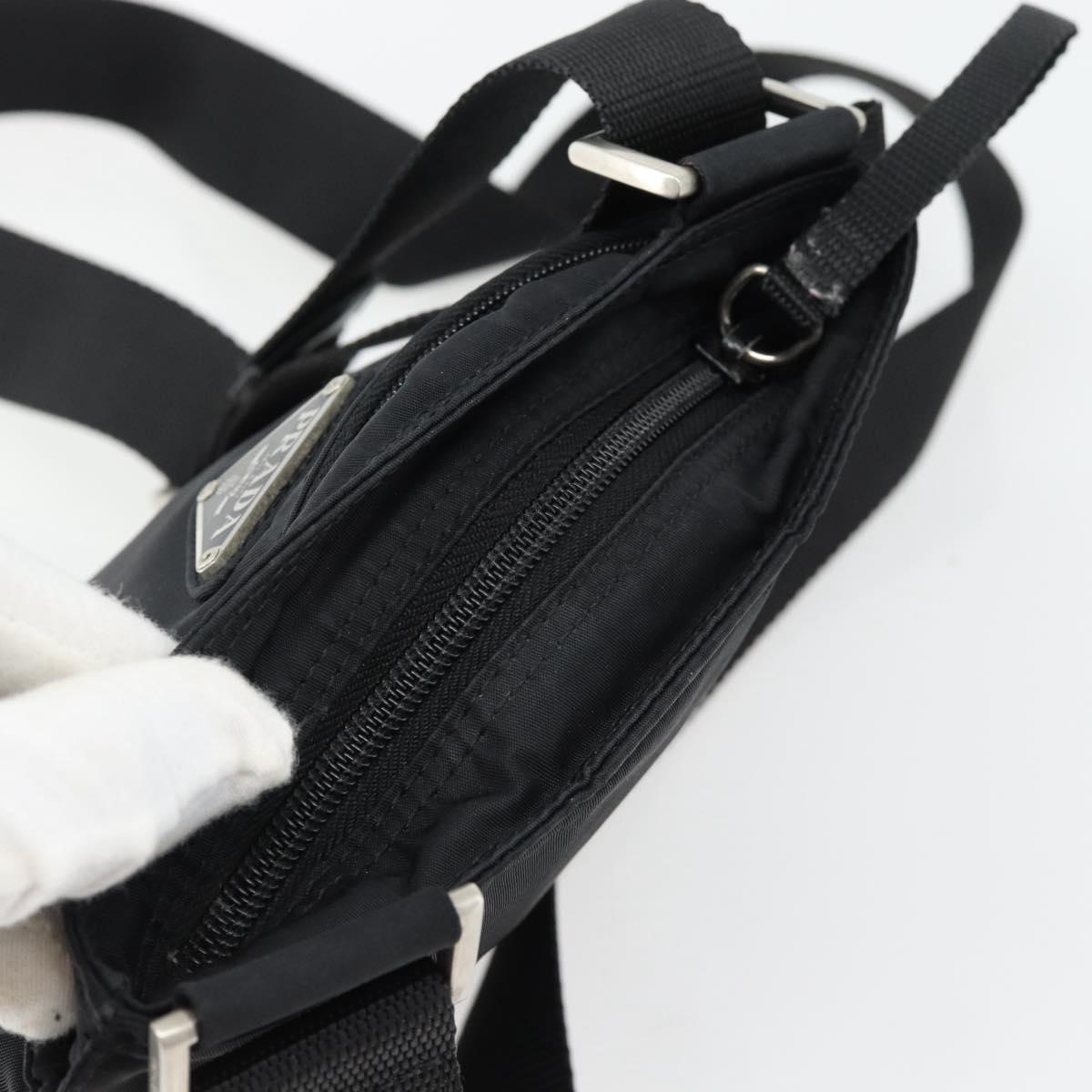 PRADA Shoulder Bag Nylon Black Silver Auth 182359A