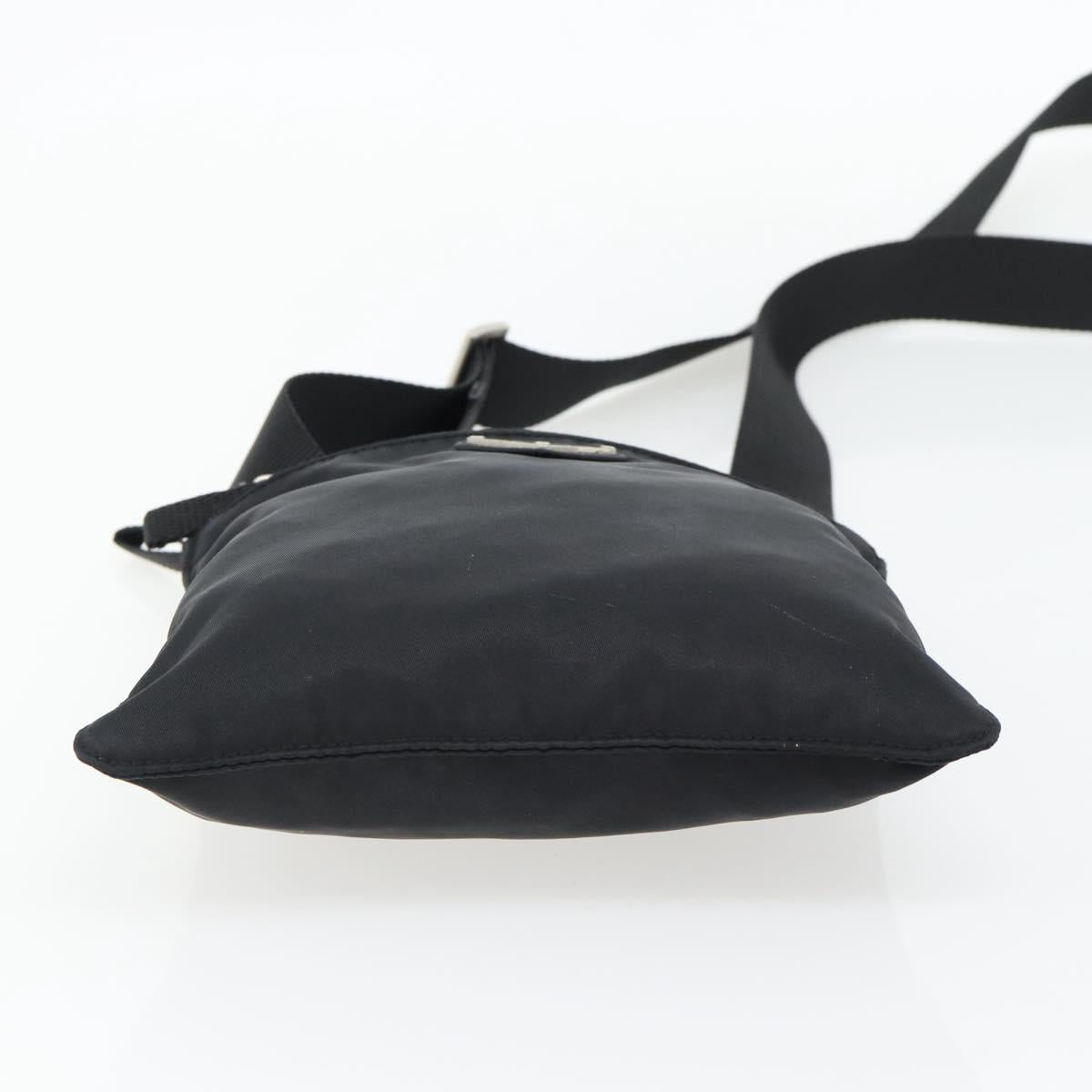 PRADA Shoulder Bag Nylon Black Silver Auth 182359A