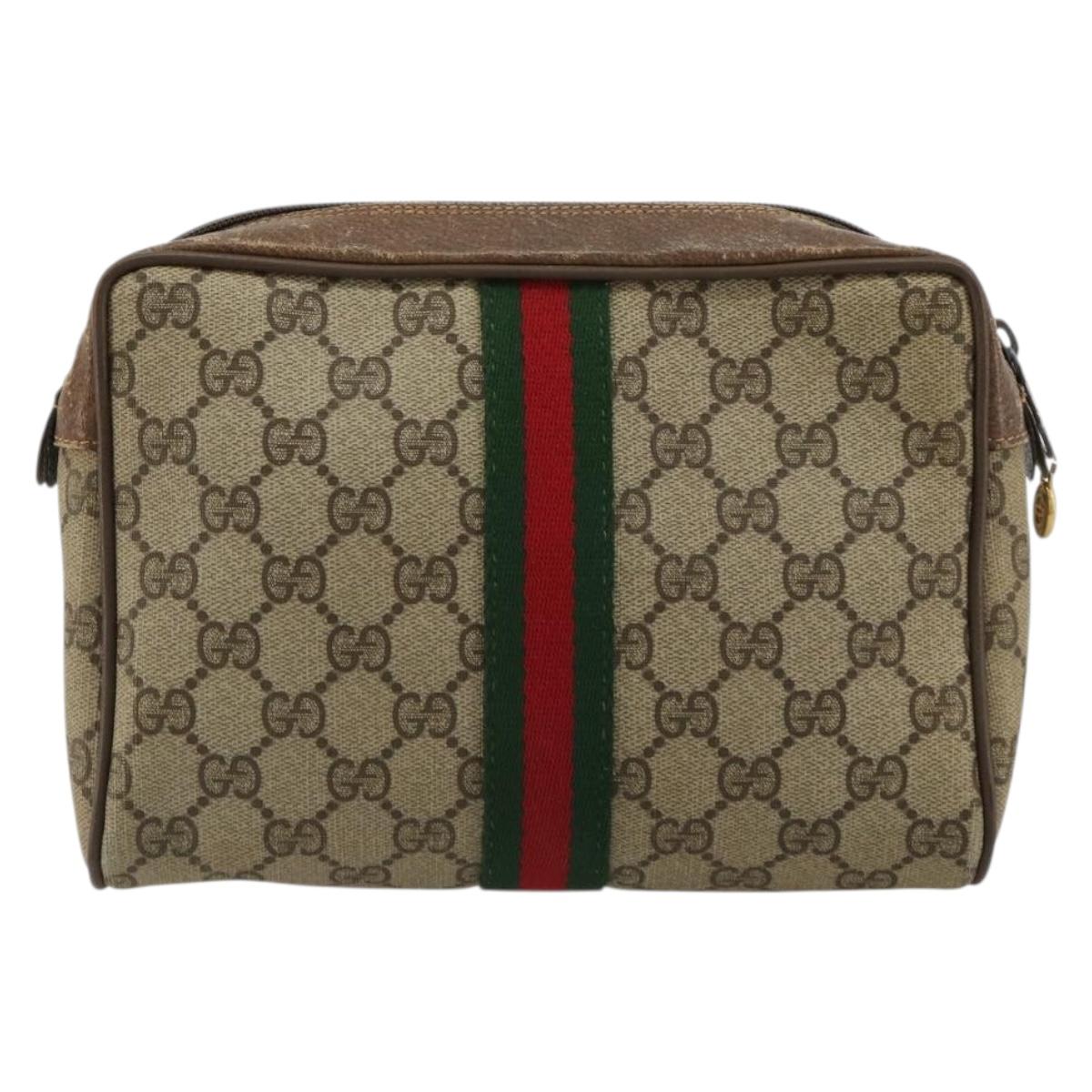 GUCCI GG Supreme Web Sherry Line Bag Beige Red Green 63 01 012 Auth 182367