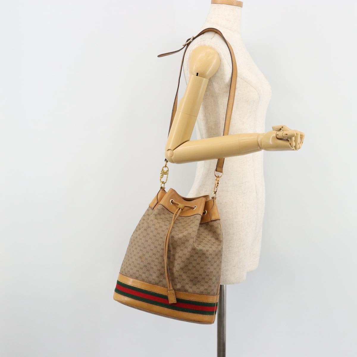 GUCCI Micro GG Supreme Web Sherry Line Bag PVC Beige 001 115 4793 Auth 182369