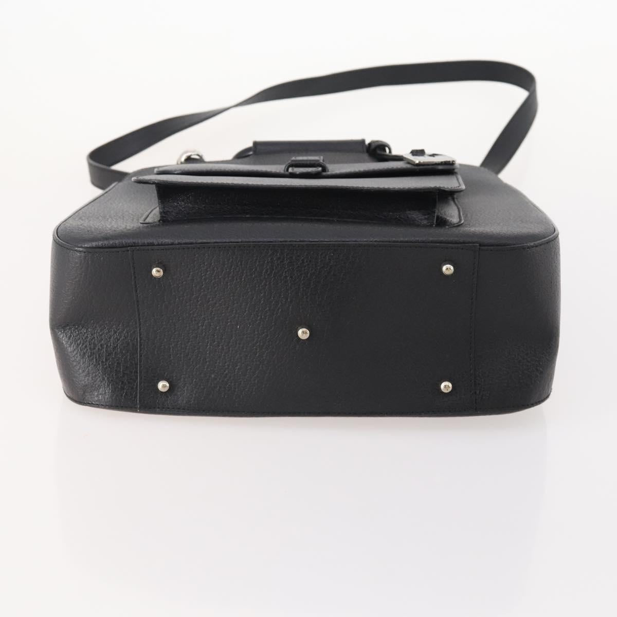 GUCCI Hand Bag Leather 2way Black Silver 000 2058 0307 5 Auth 182370