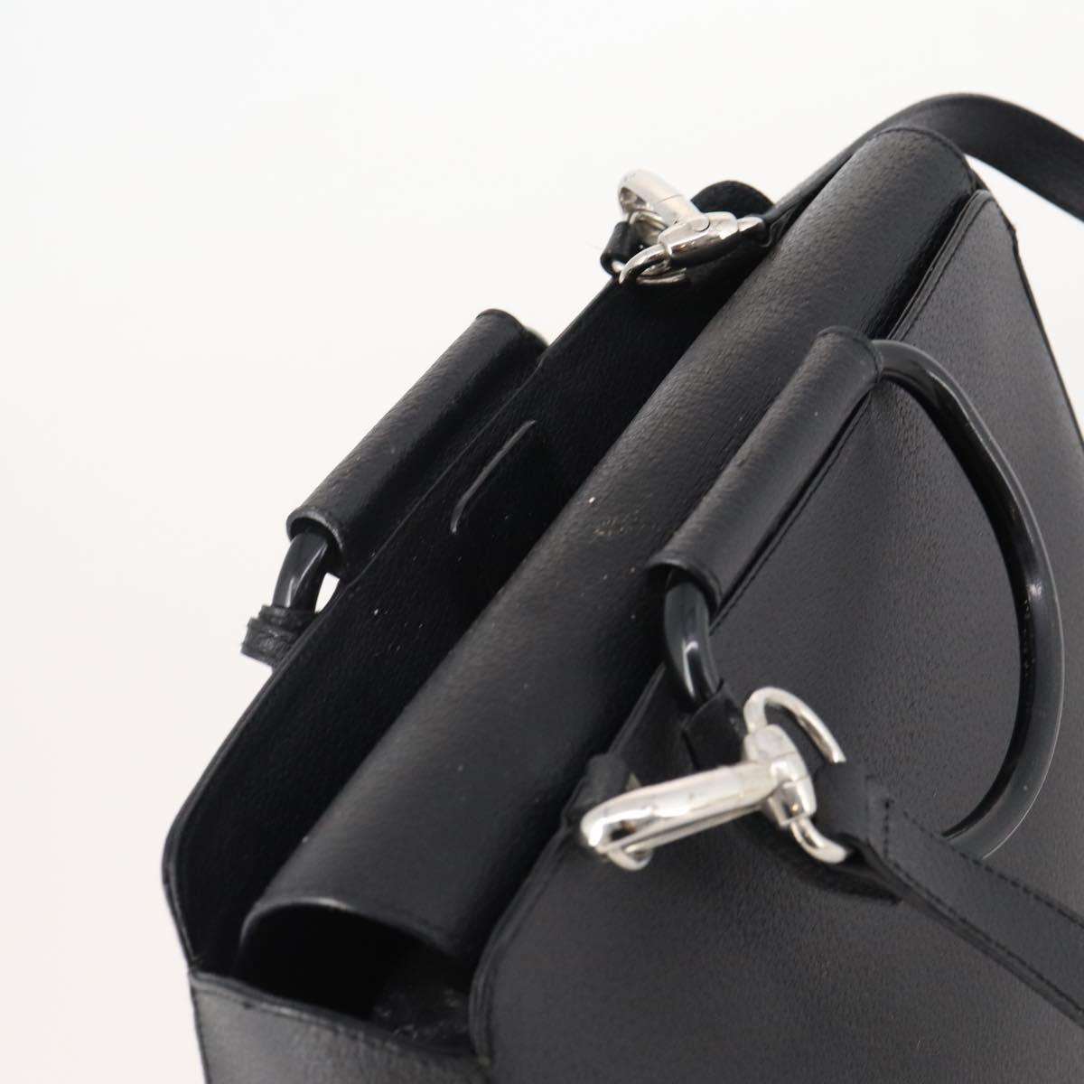 GUCCI Hand Bag Leather 2way Black Silver 000 2058 0307 5 Auth 182370