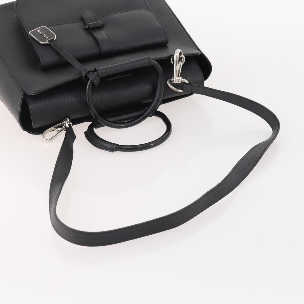 GUCCI Hand Bag Leather 2way Black Silver 000 2058 0307 5 Auth 182370