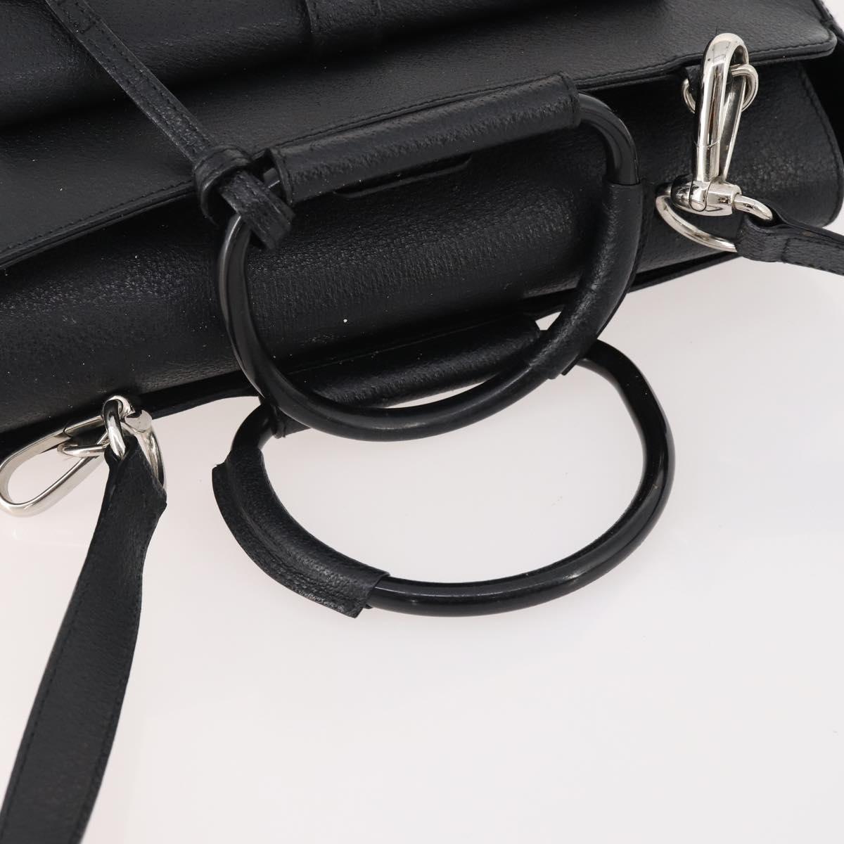 GUCCI Hand Bag Leather 2way Black Silver 000 2058 0307 5 Auth 182370