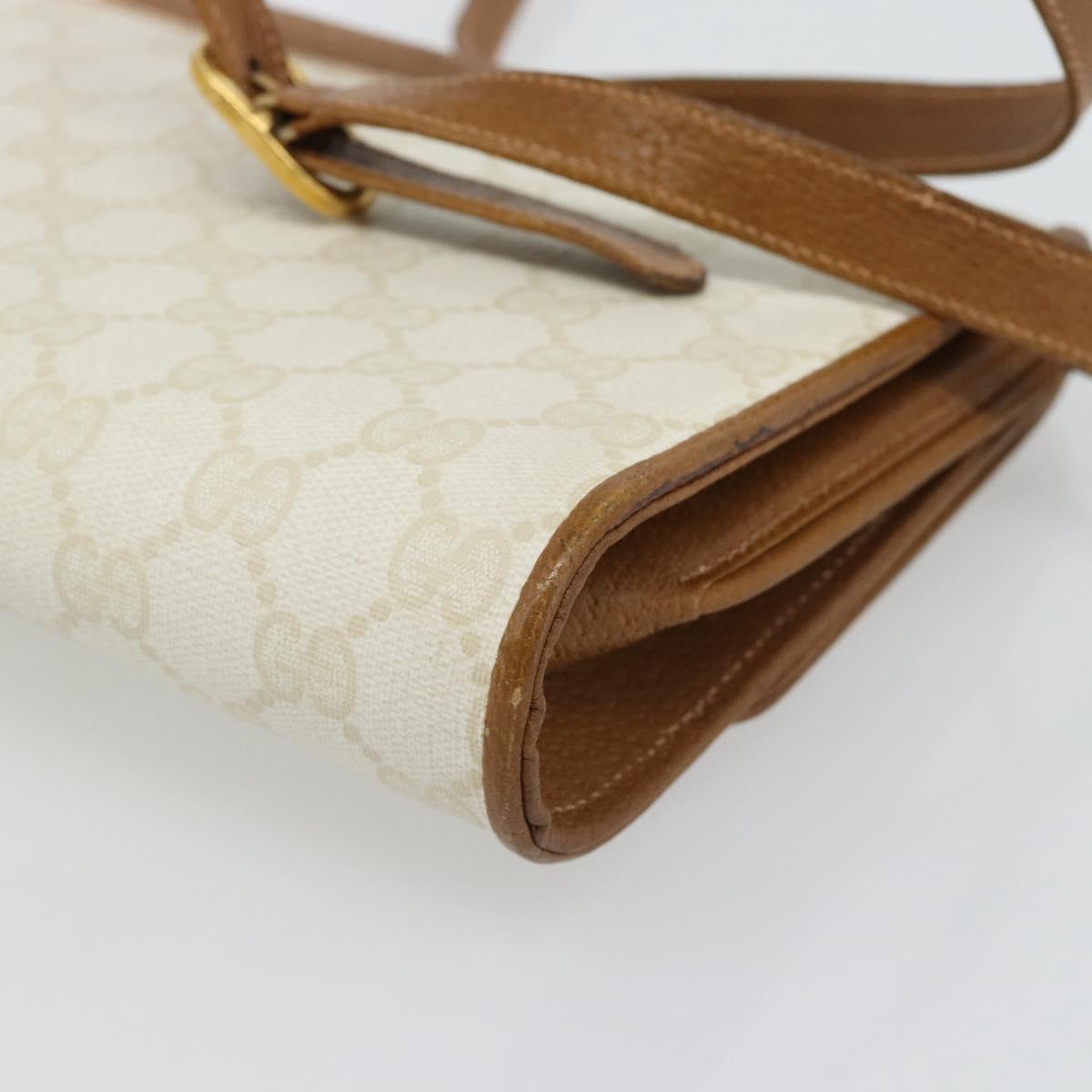 GUCCI GG Supreme Shoulder Bag PVC White Gold 904 02 050 Auth 182377