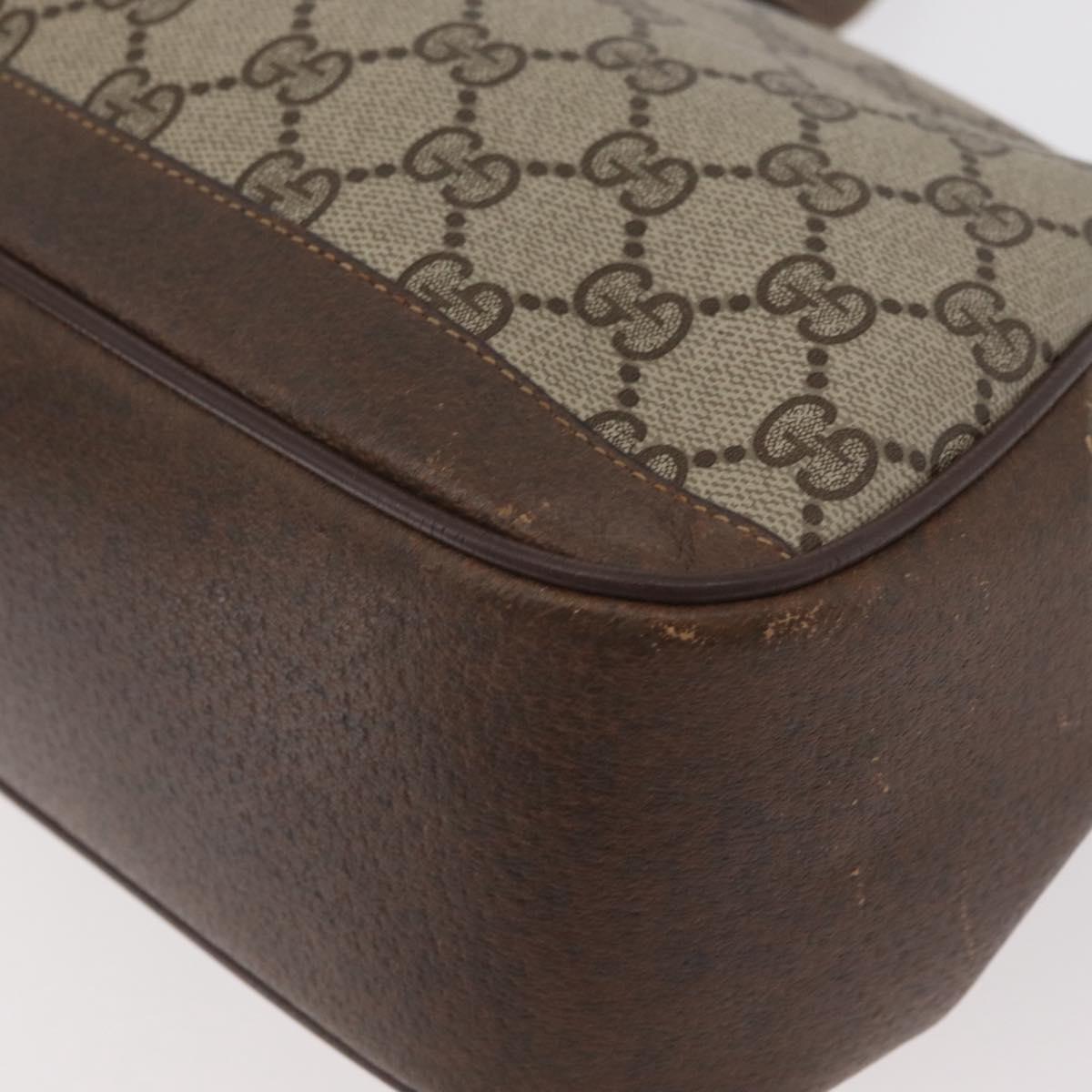 GUCCI GG Supreme Web Sherry Line Bag PVC Beige Gold 116 02 076 Auth 182380