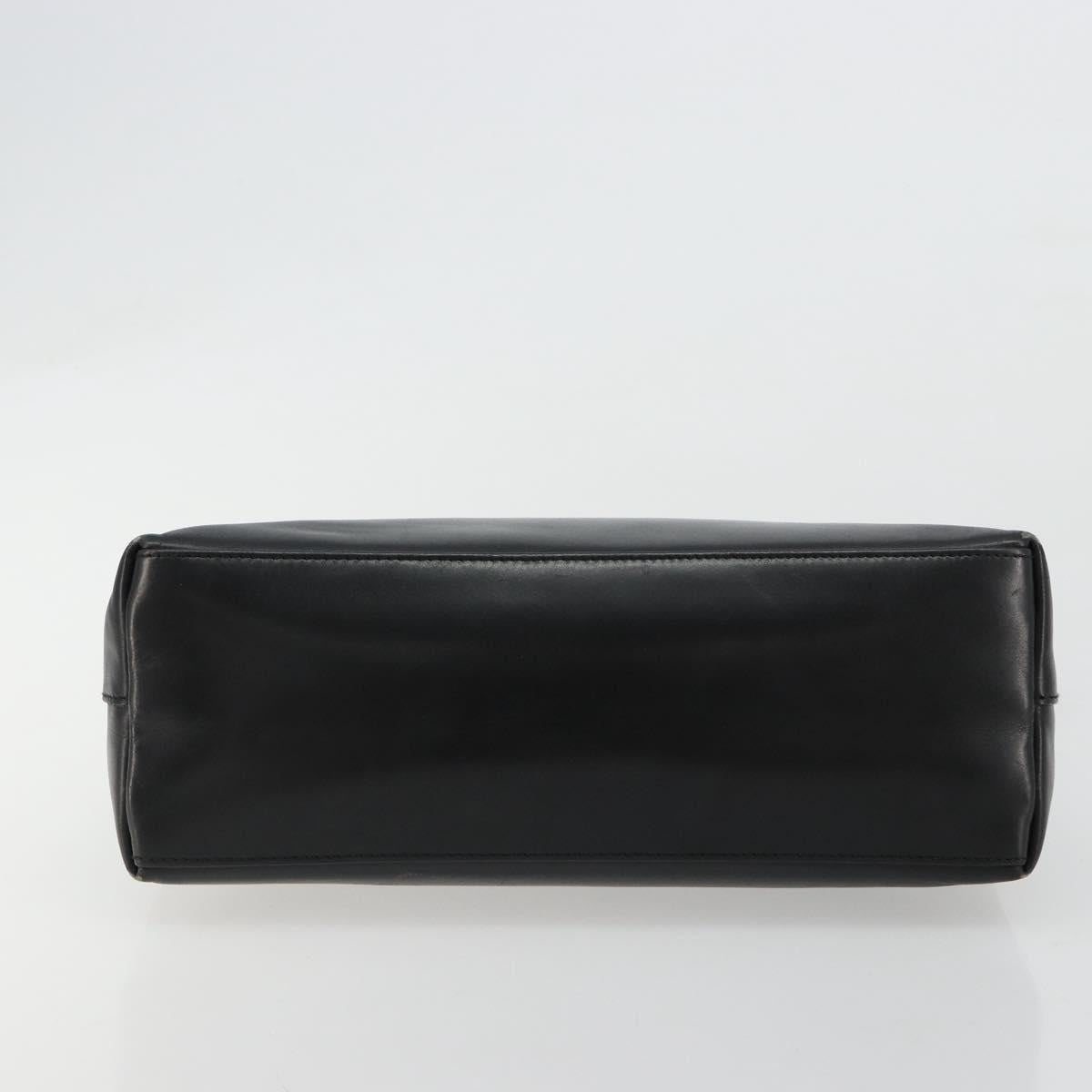 GUCCI Bamboo Shoulder Bag Leather Black Gold 001 3008 Auth 182382