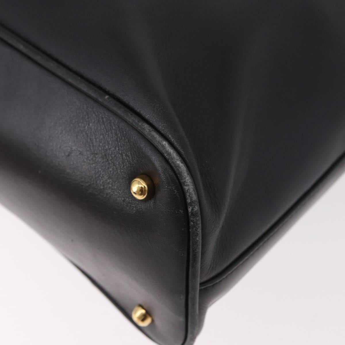 GUCCI Bamboo Hand Bag Leather 2way Black Gold 000 3780 0289 Auth 182386