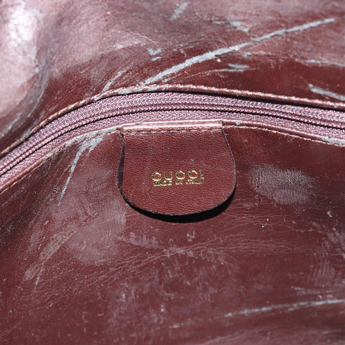 GUCCI Bamboo Hand Bag Leather 2way Black Gold 001 2113 1638 Auth 182388