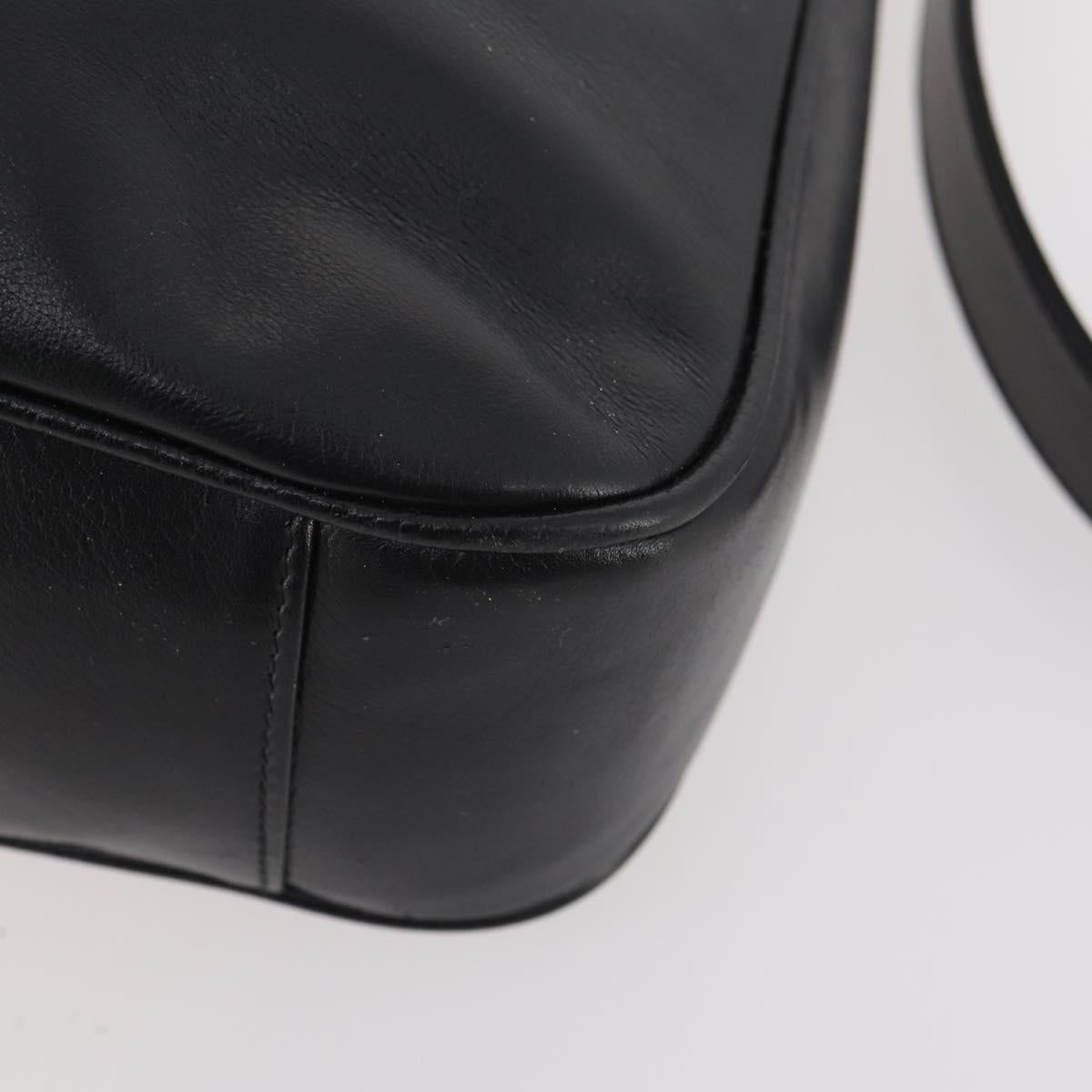 GUCCI Bamboo Hand Bag Leather 2way Black Gold 001 1705 1638 Auth 182390