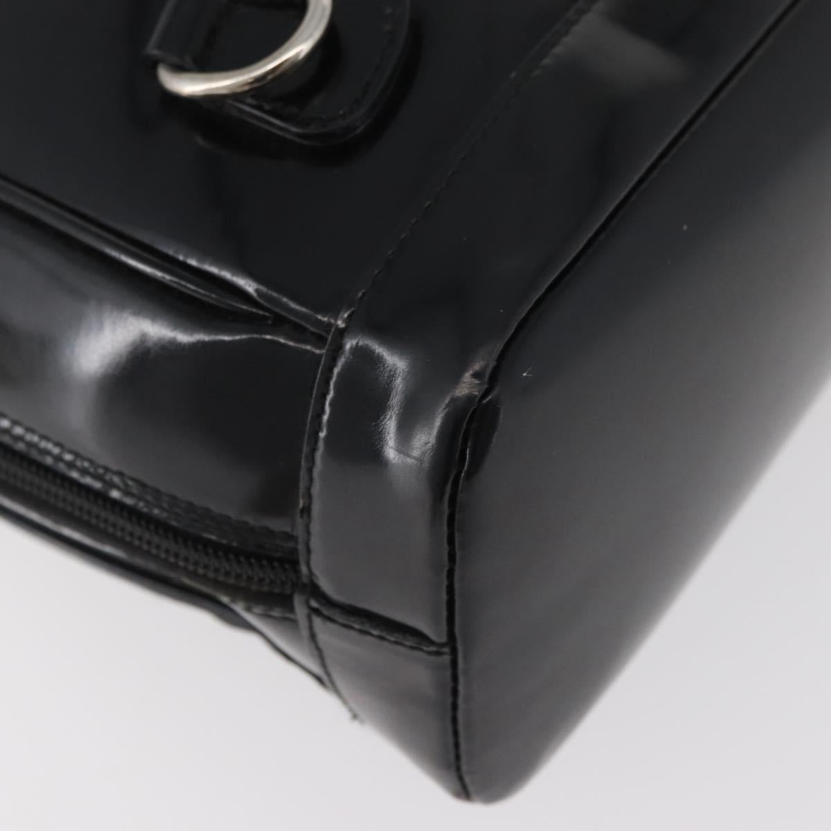 GUCCI Bamboo Shoulder Bag Patent Black Silver 003 2058 0059 5 Auth 182394