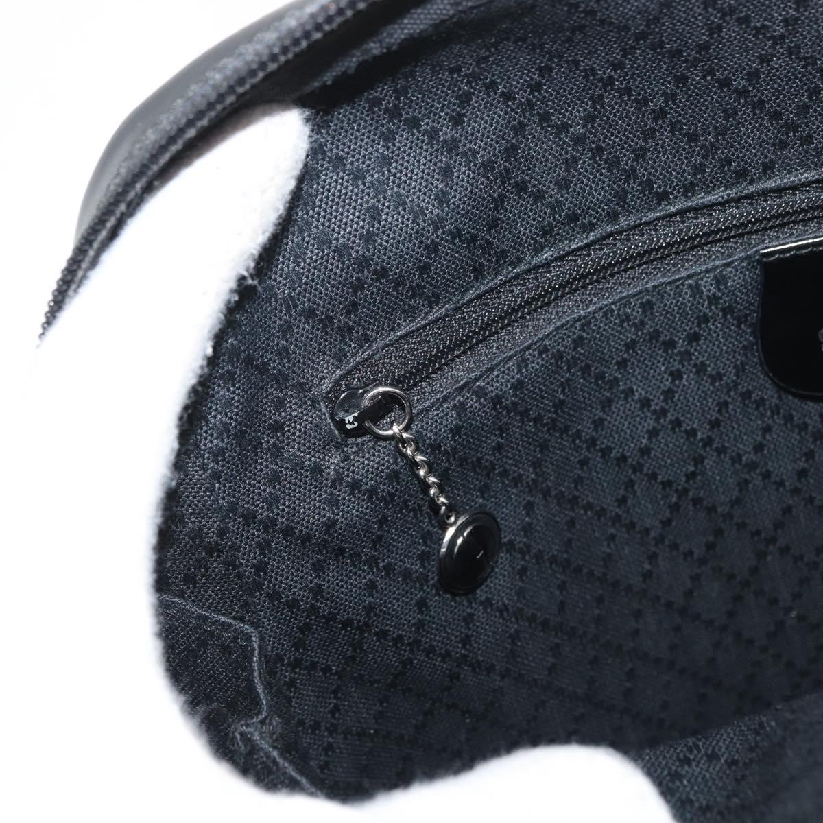 GUCCI Bamboo Shoulder Bag Patent Black Silver 003 2058 0059 5 Auth 182394