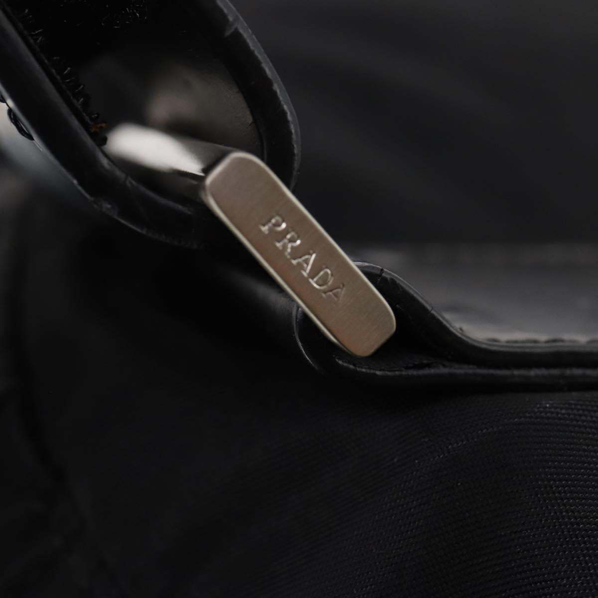 PRADA Boston Bag Nylon 2way Black Silver B4651 Auth 182395A