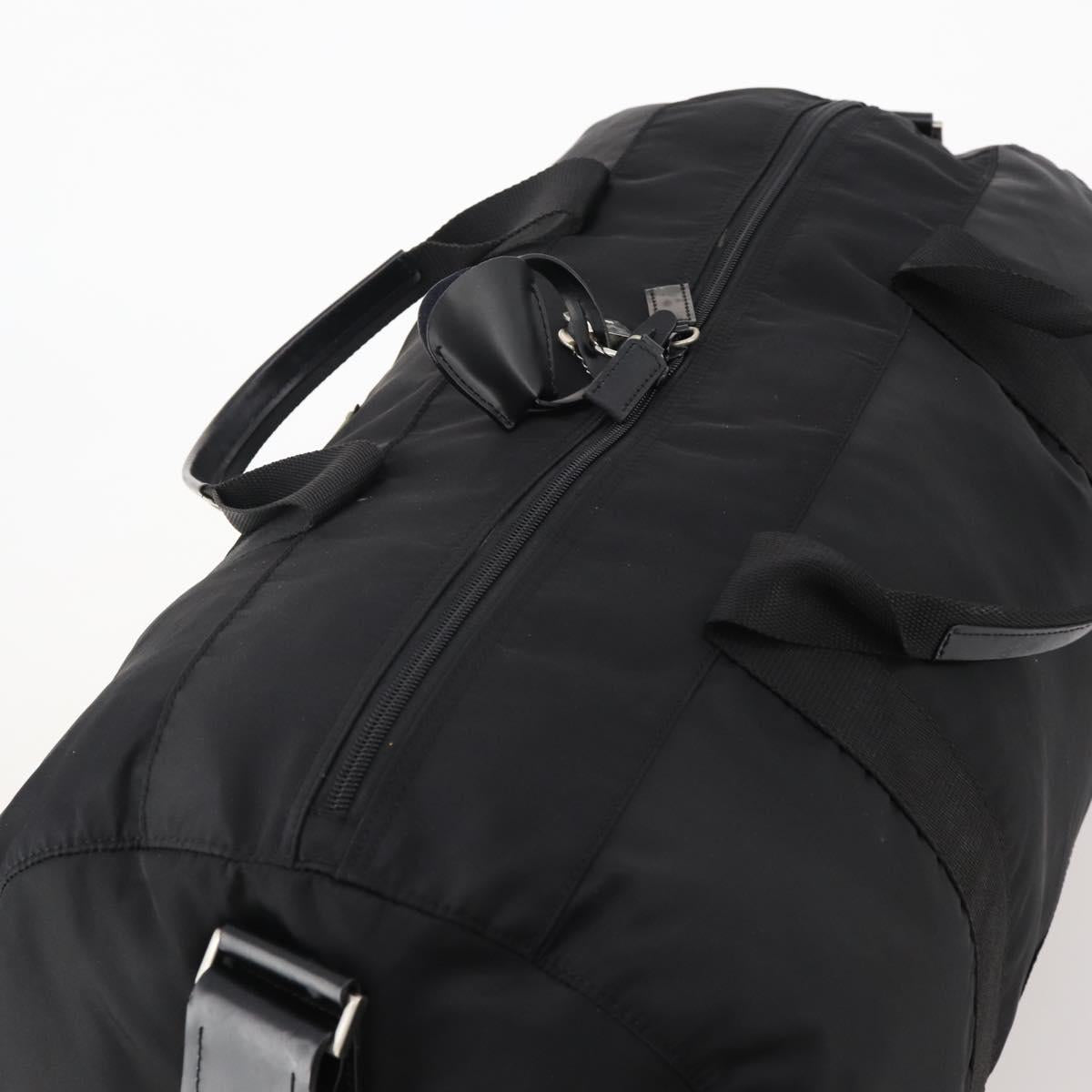 PRADA Boston Bag Nylon 2way Black Silver B4651 Auth 182395A