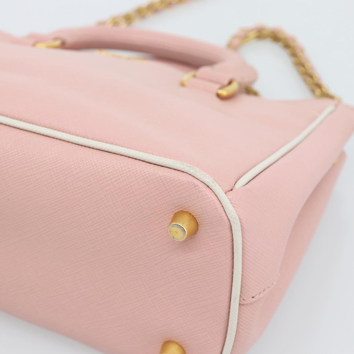 PRADA Hand Bag Safiano leather 2way Pink Gold Auth 182396