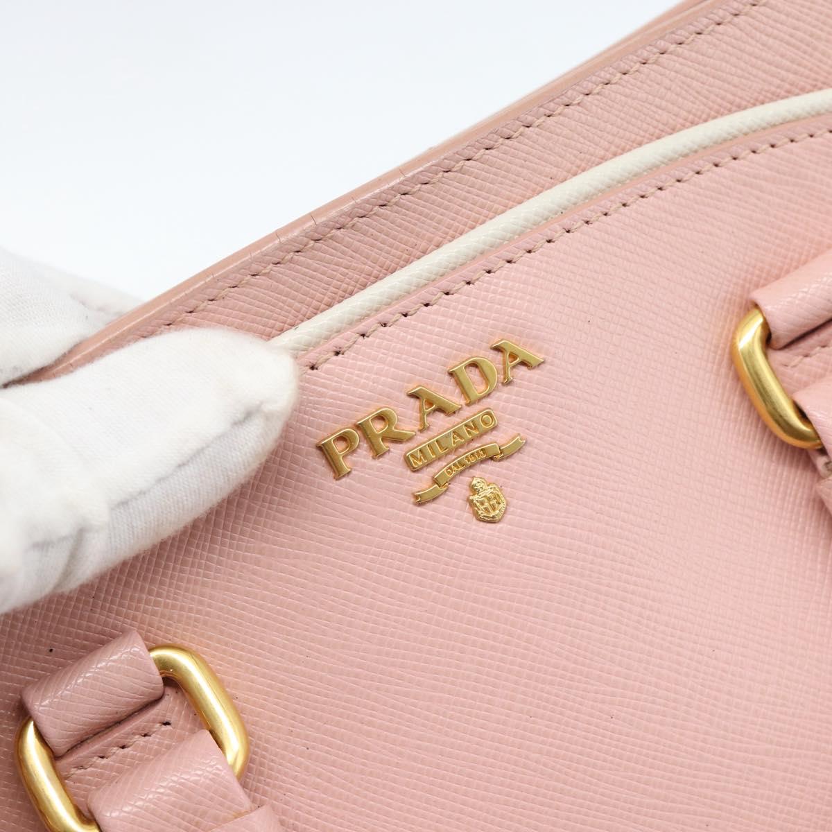 PRADA Hand Bag Safiano leather 2way Pink Gold Auth 182396