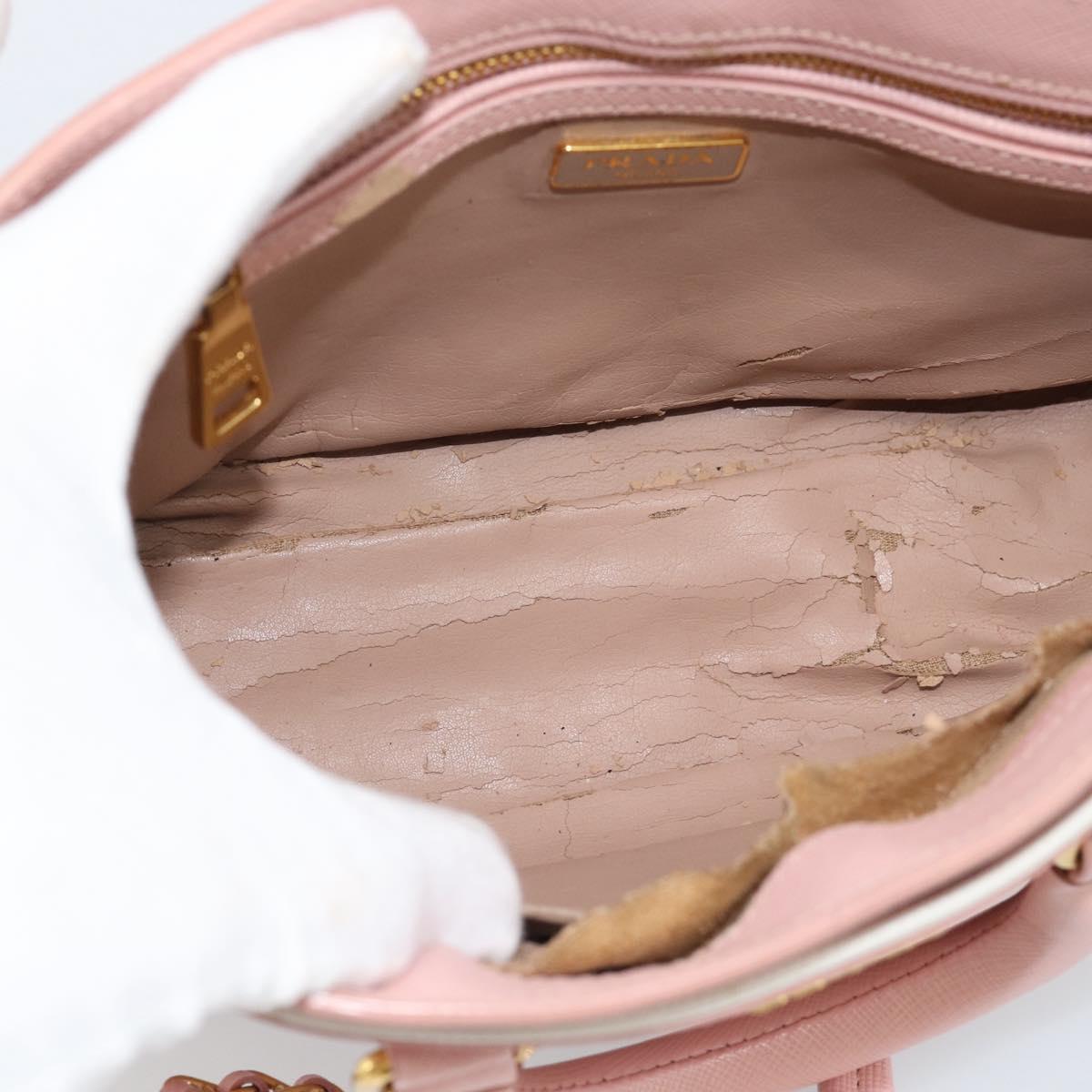 PRADA Hand Bag Safiano leather 2way Pink Gold Auth 182396