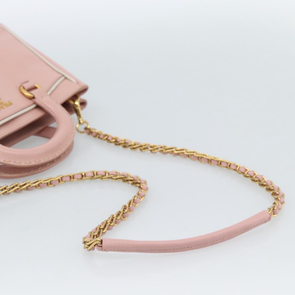 PRADA Hand Bag Safiano leather 2way Pink Gold Auth 182396