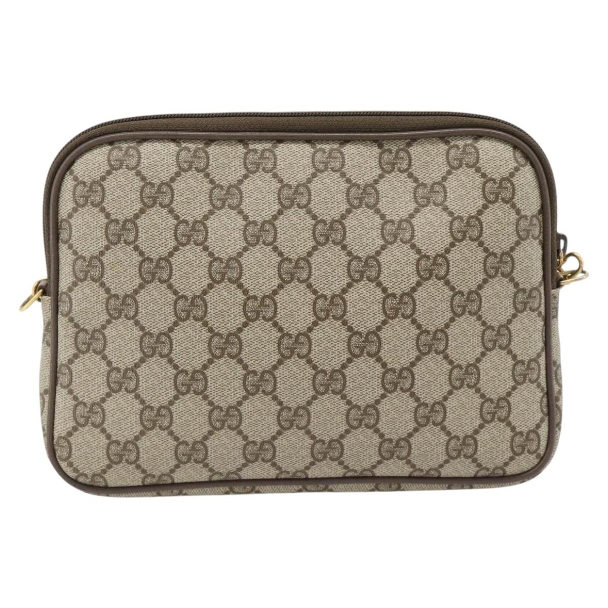 GUCCI GG Supreme Shoulder Bag PVC Beige Gold 97 02 068 Auth 182397