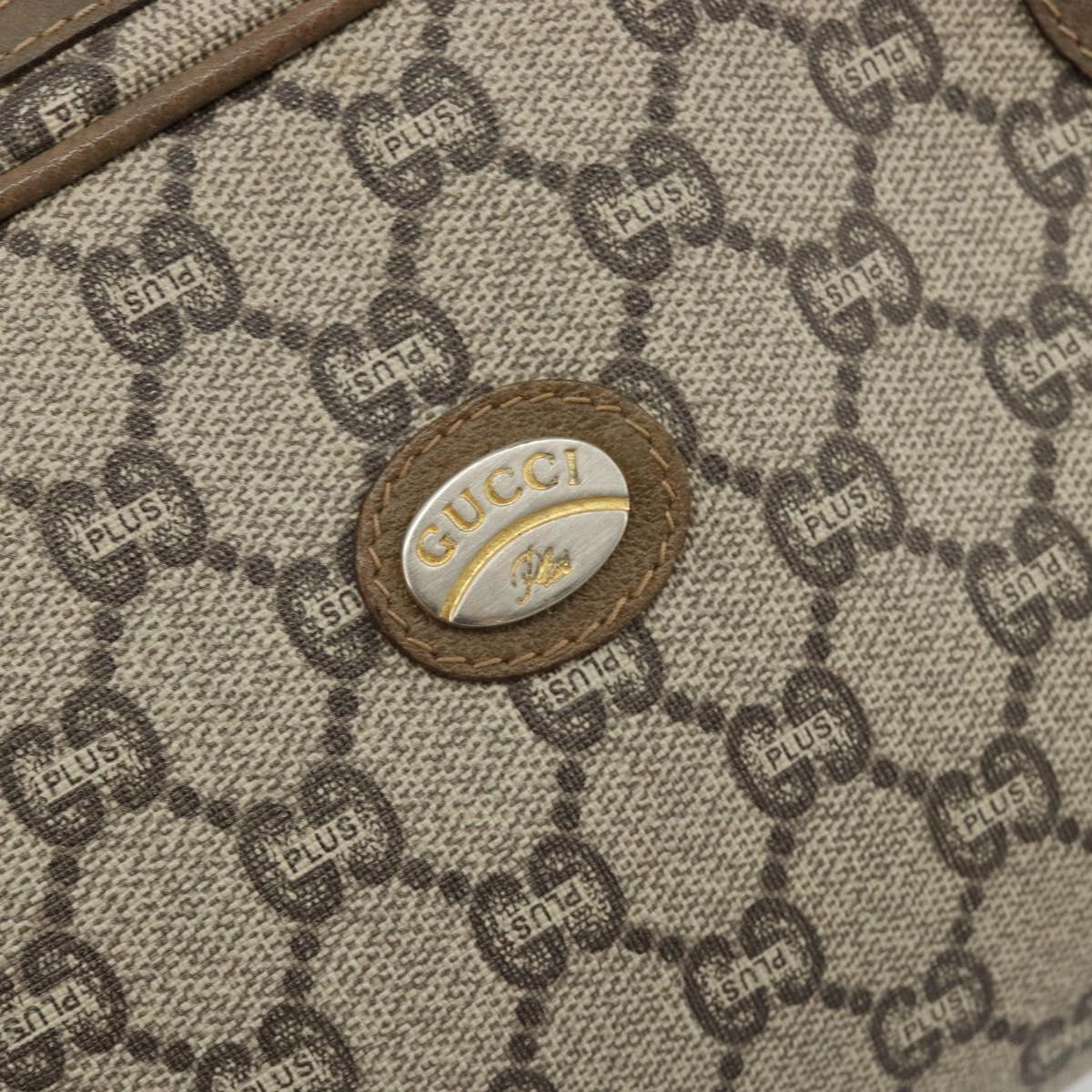 GUCCI GG Plus Supreme Shoulder Bag PVC Beige Gold Auth 182399