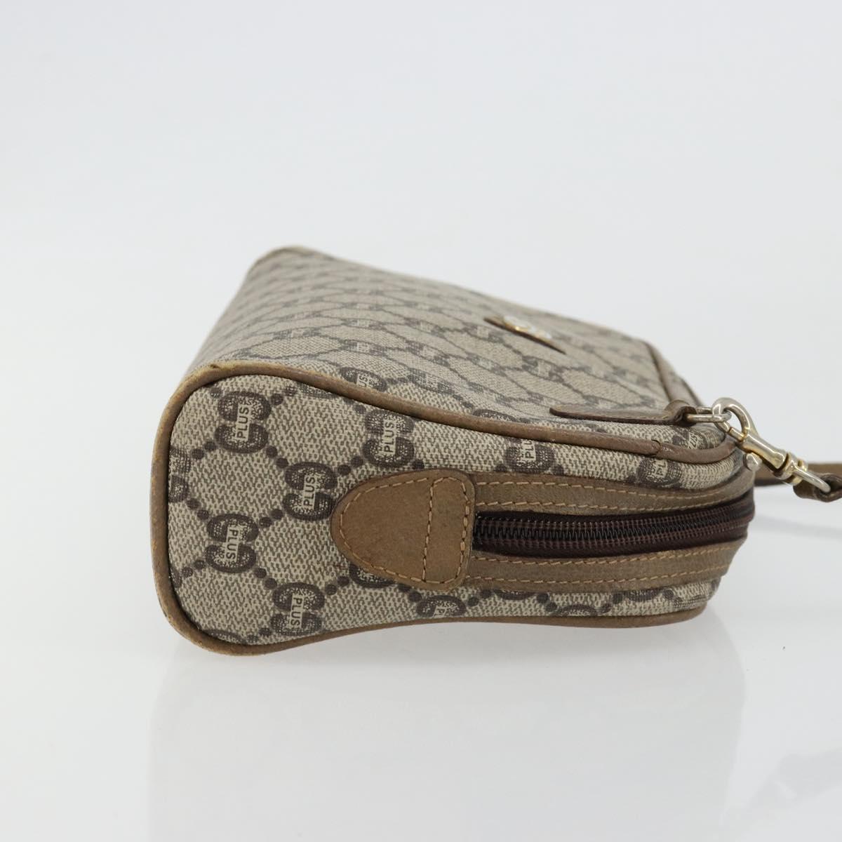 GUCCI GG Plus Supreme Shoulder Bag PVC Beige Gold Auth 182399