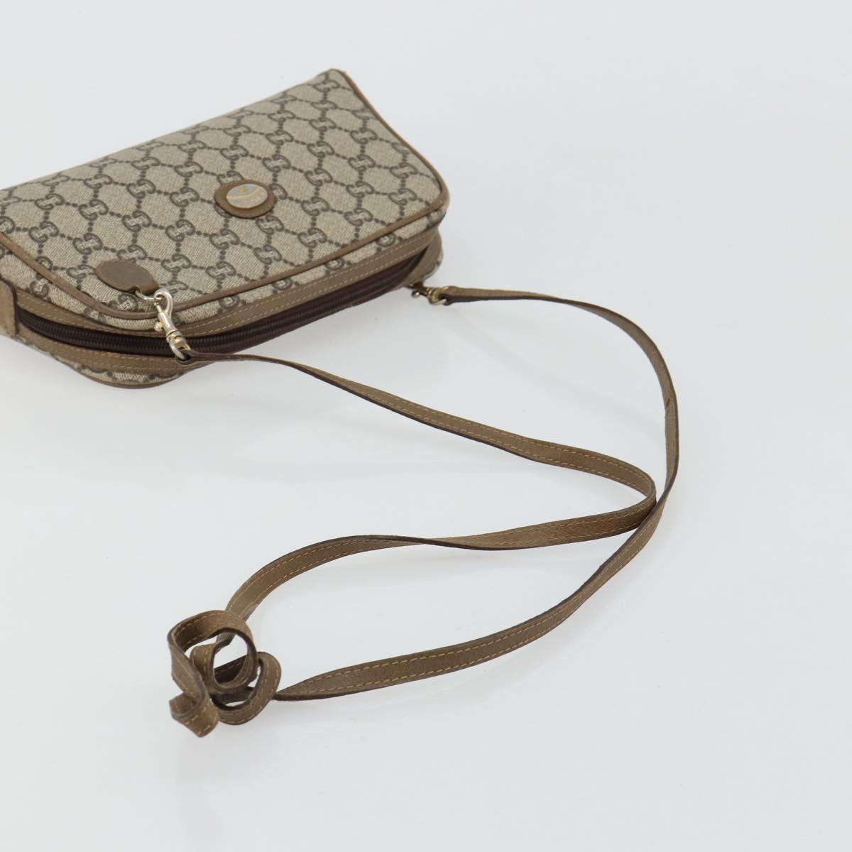 GUCCI GG Plus Supreme Shoulder Bag PVC Beige Gold Auth 182399
