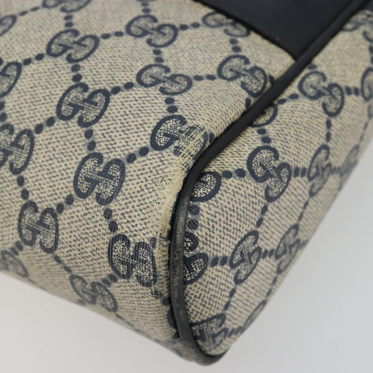 GUCCI GG Supreme Sherry Line Clutch Bag PVC Navy Red Auth 182400