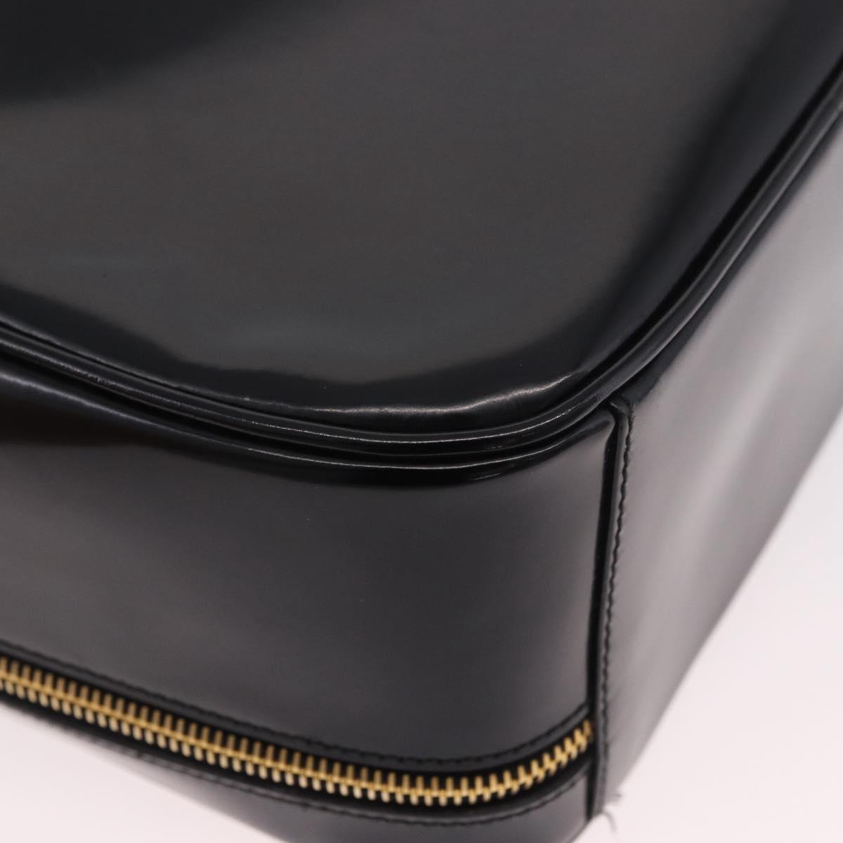GUCCI Bamboo Vanity Hand Bag Patent leather 2way Black Gold Auth 182401