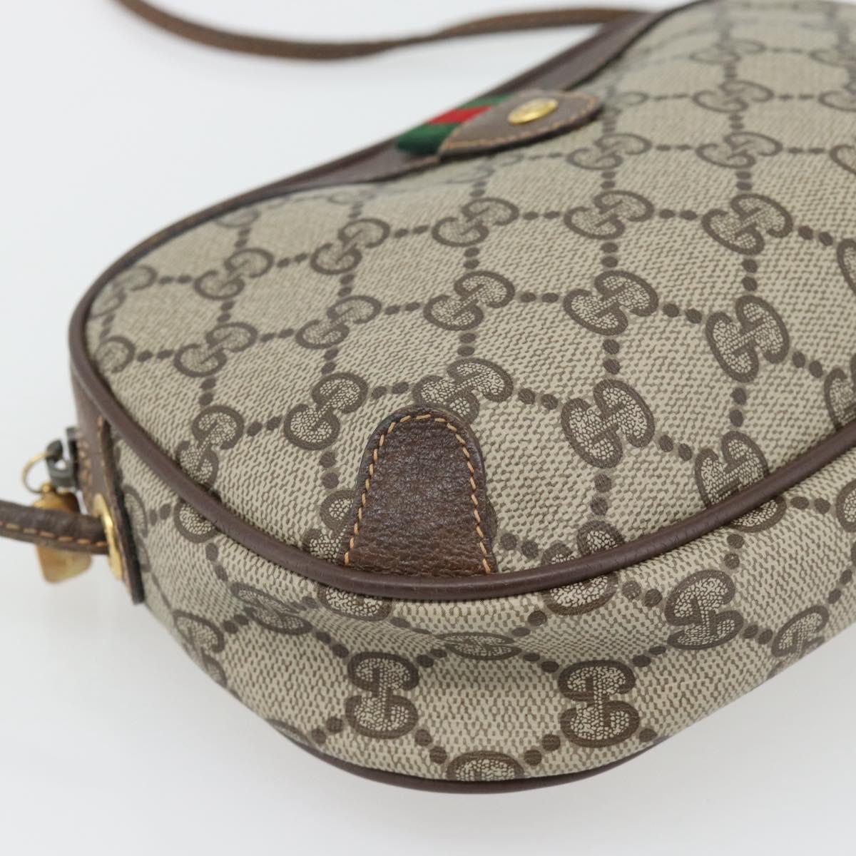 GUCCI GG Supreme Web Sherry Line Bag PVC Beige Gold 156 02 066 Auth 182402