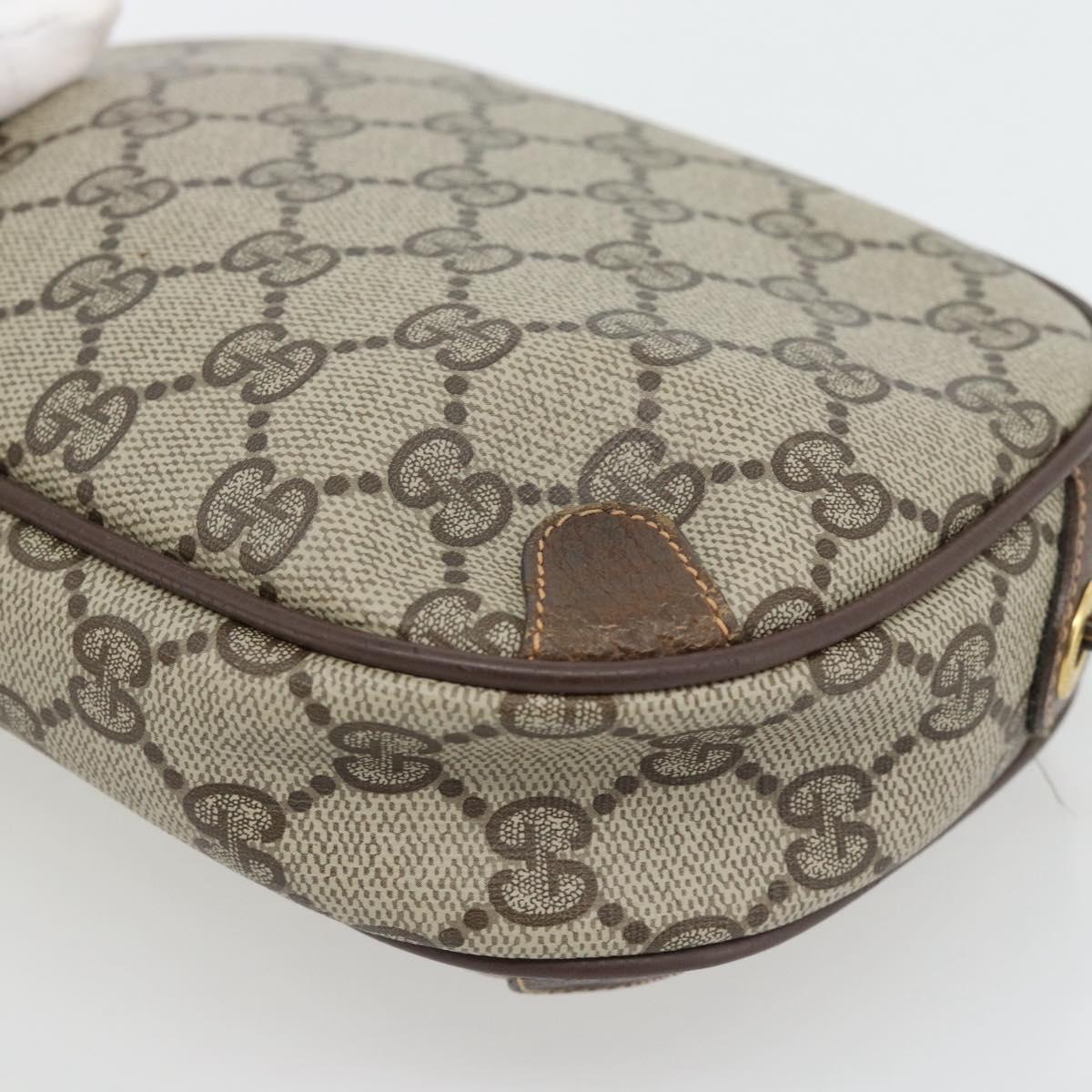 GUCCI GG Supreme Web Sherry Line Bag PVC Beige Gold 156 02 066 Auth 182402