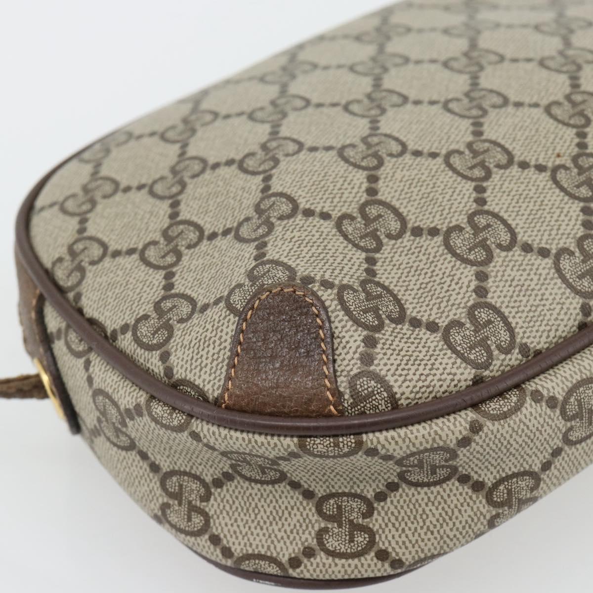 GUCCI GG Supreme Web Sherry Line Bag PVC Beige Gold 156 02 066 Auth 182402