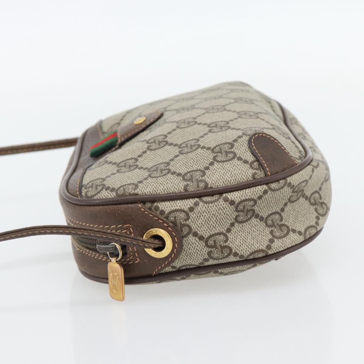 GUCCI GG Supreme Web Sherry Line Bag PVC Beige Gold 156 02 066 Auth 182402
