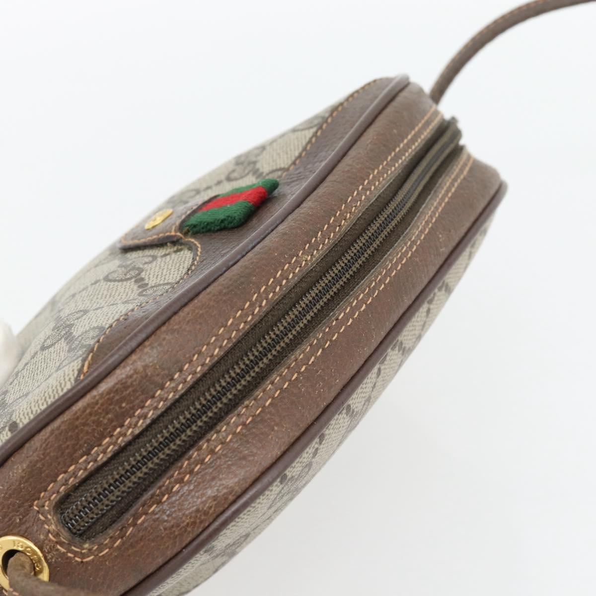 GUCCI GG Supreme Web Sherry Line Bag PVC Beige Gold 156 02 066 Auth 182402