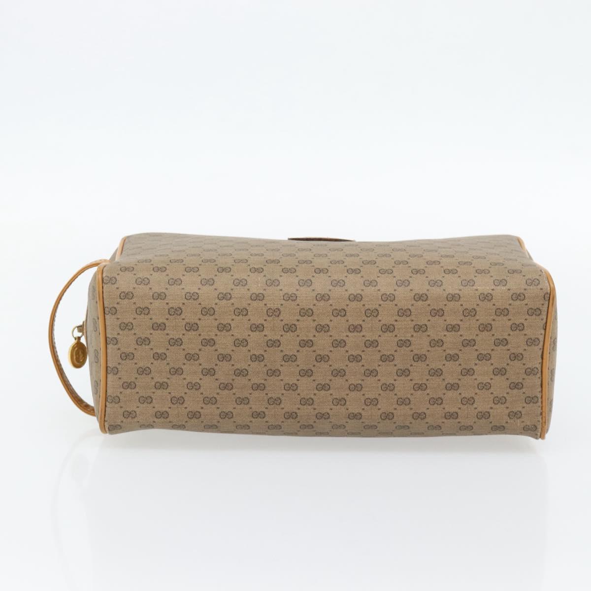 GUCCI Micro GG Supreme Clutch Bag PVC Beige Gold Auth 182408